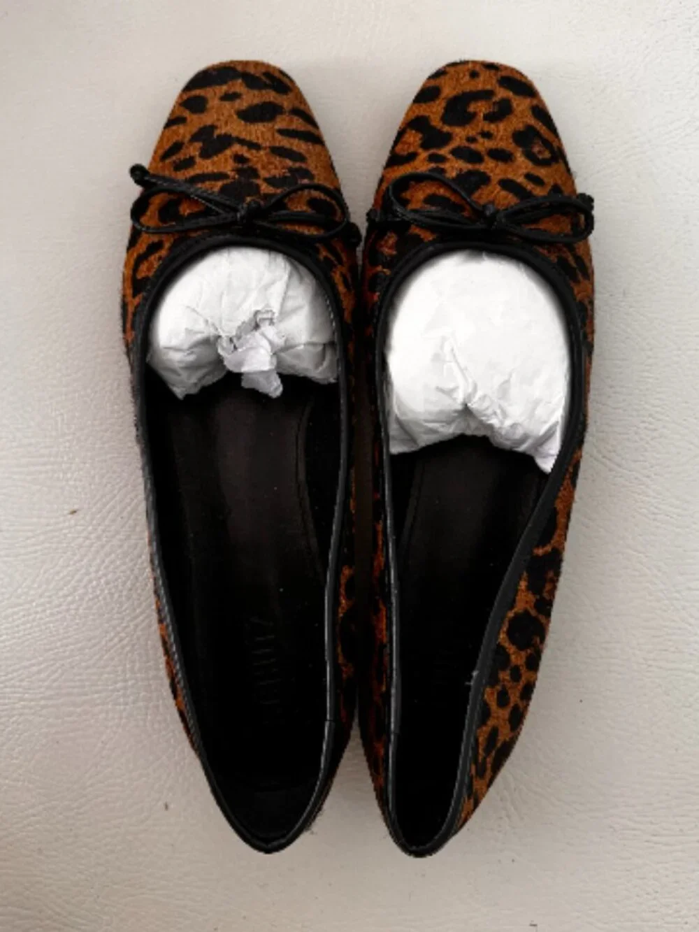 SCHUTZ Furry Leopard-Print Ballet Flats in Brown and Black